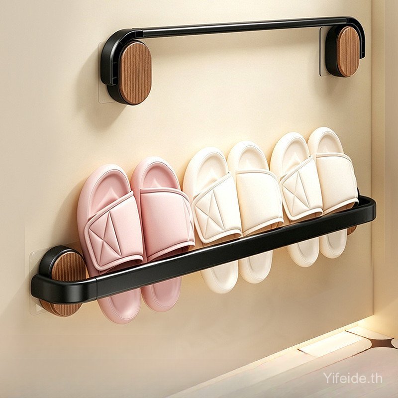 YFD Bathroom foldable slipper rack, no-drill wall-mounted storage rack for toilet, slipper draining 
