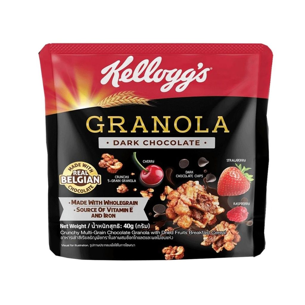 เคลล็อกส์ ดาร์กช็อกโกแลตกราโนลา Kellogg’s Dark Chocolate Granola 40g.