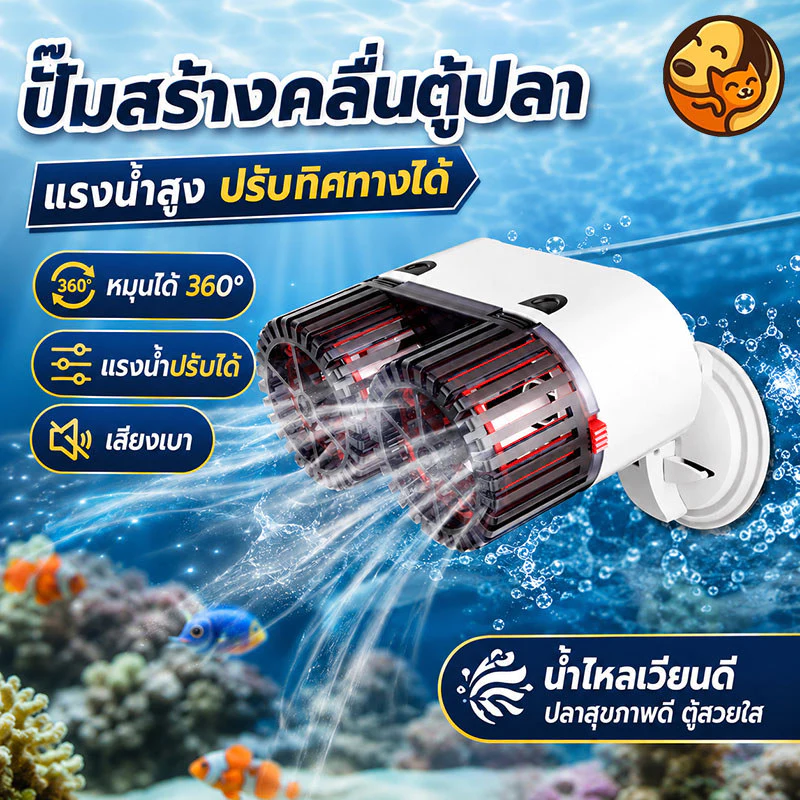 Wave Maker Pump ปั๊มทำคลื่นสำหรับตู้ปลา ปั๊มสร้างกระแสน้ำ ช่วยไล่ขี้ปลาและตะกอน สามารถปรับทิศทางการไหลของน้ำได้ 360 องศา