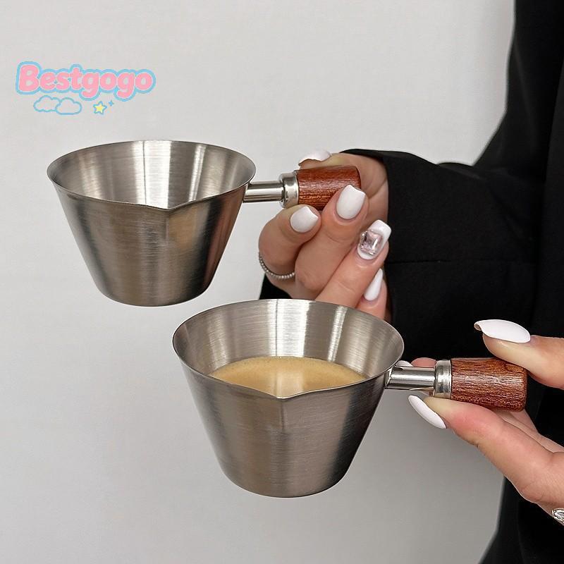 [Bestgogo-t] ถ้วยเอสเปรสโซพร้อมที่จับไม้เรียบ 100 มล. แก้วกาแฟขนาดเล็กกันรั่วสําหรับสํานักงานของขวัญใช้ทุกวัน