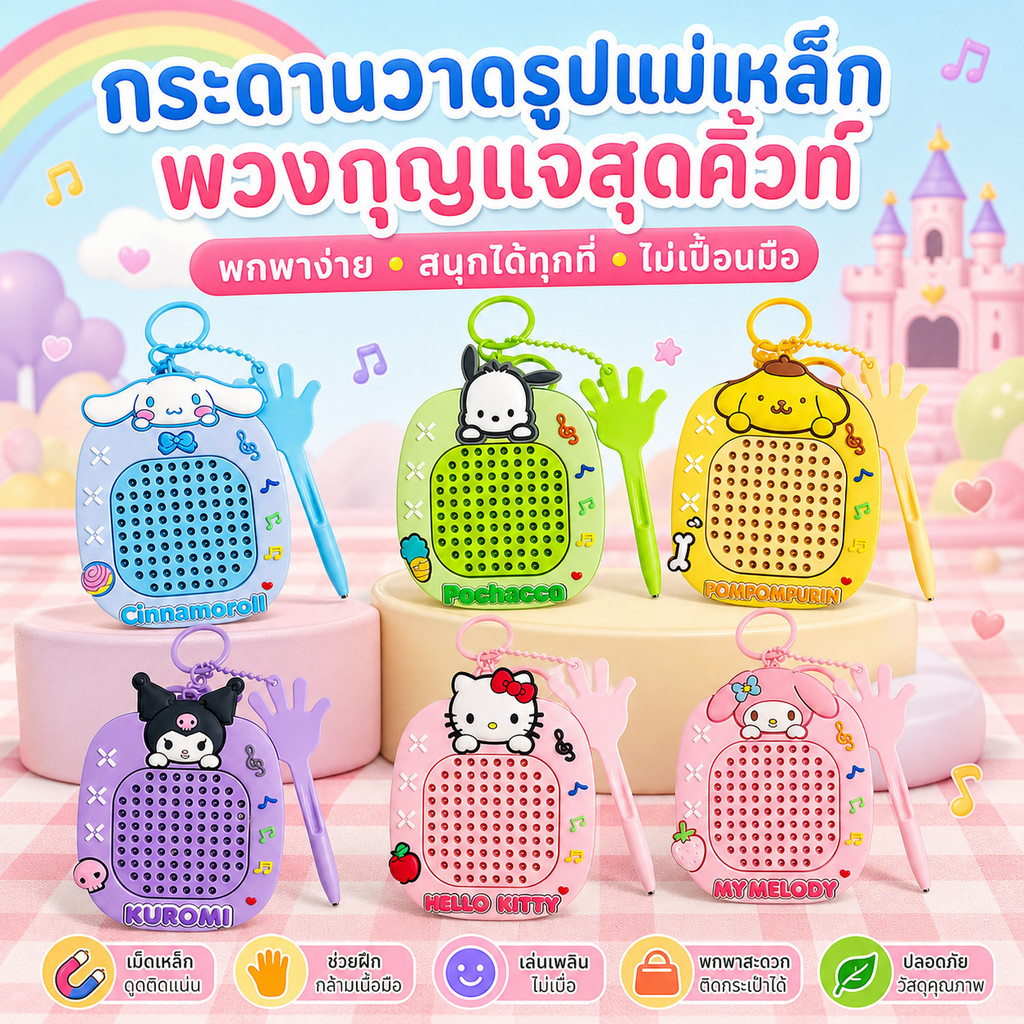 พวงกุญแจ แม่เหล็กติดแน่น ดีไซน์คิ้วท์ๆ (Cute) ห้อยกระเป๋าเช็คตี้ ของเล่นแก้เครียดสุดฮิต
