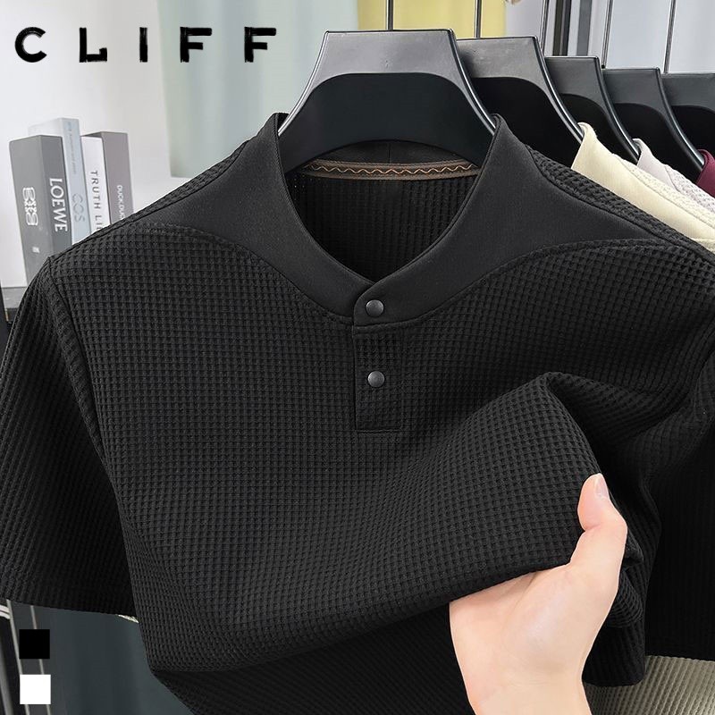 CLIFF เสื้อโปโลคอเฮนรี่ผู้ชาย สไตล์ธุรกิจ ผ้านุ่มละมุน ทรงหลวม แมตช์ลำลองได้หลากหลาย เสื้อบนสไตล์วินเทจ