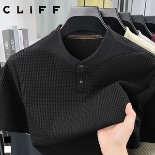 CLIFF เสื้อโปโลคอเฮนรี่ผู้ชาย สไตล์ธุรกิจ ผ้านุ่มละมุน ทรงหลวม แมตช์ลำลองได้หลากหลาย เสื้อบนสไตล์วินเทจ