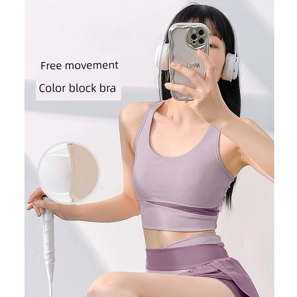 sport bra sport bar ผู้หญิง เย็บกีฬาชุดชั้นในสตรีสนับสนุนความเข้มกันกระแทกรวบรวมฟิตเนสเสื้อกั๊กวิ่งโ