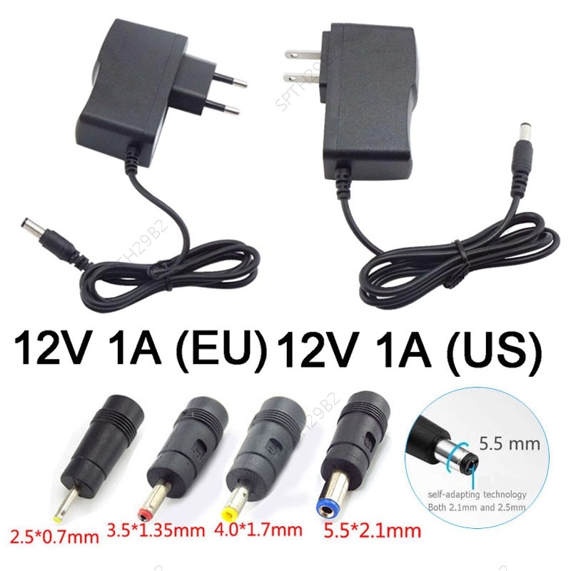 อะแดปเตอร์ AC/DC DC 12V 1A AC 110V-240V Converter แหล่งจ่ายไฟ Charger 5.5*2.1 มม.4.0*1.7 มม.3.5*1.35