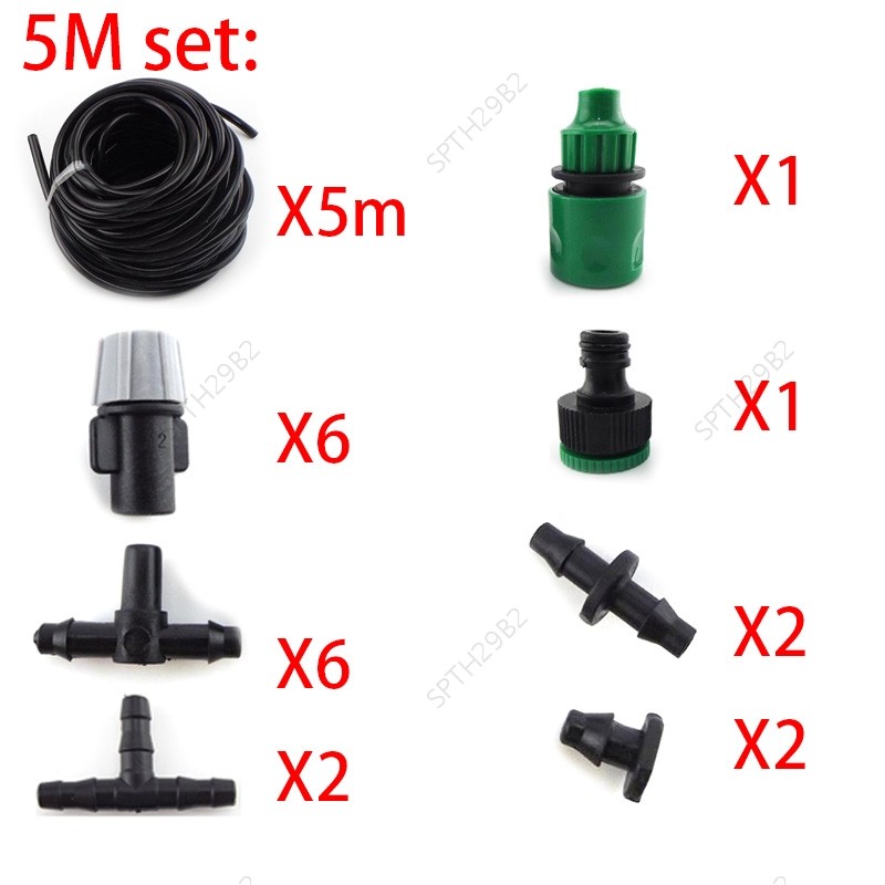 5m ระบบรดน้ําอัตโนมัติ 4/7 มม.หลอดหยดชลประทาน Misting Cooling ท่อน้ําเชื่อมต่อสเปรย์ TH29B2