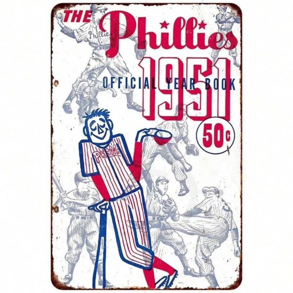 CIFbuy Philadelphia Phillies ป้ายเบสบอล Retro Wall Decor พัดลมของขวัญสําหรับผู้ชาย