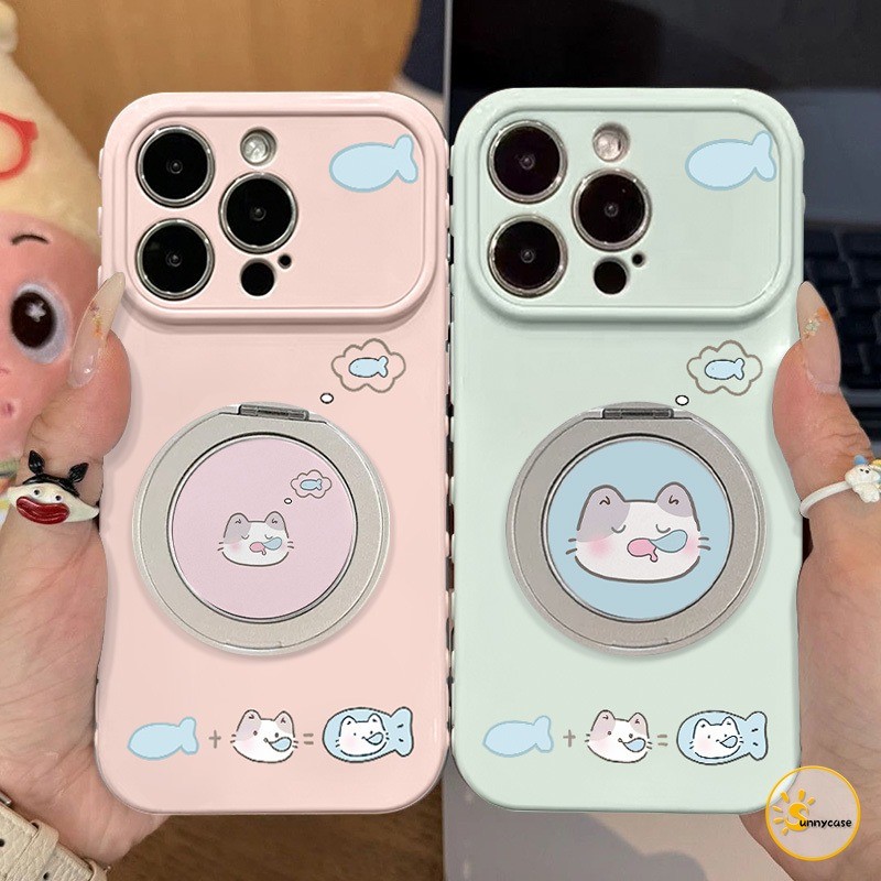 เคสไอโฟน17 เข้ากันได้กับ iPhone 15 17 12 14 16 11 13 Pro Max 16 14 15 Plus X XR XSMAX AIR เคสการ์ตูนแมวสองสีให้เลือก