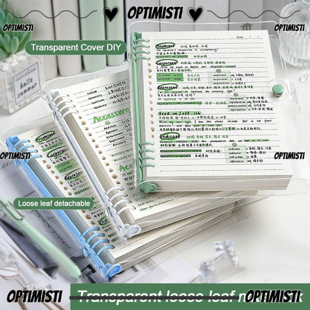 OPTIMISTI8E Binder Notebooks, Daily Weekly Planner Transparent Agenda Book, Portable A5 Sketchbook L