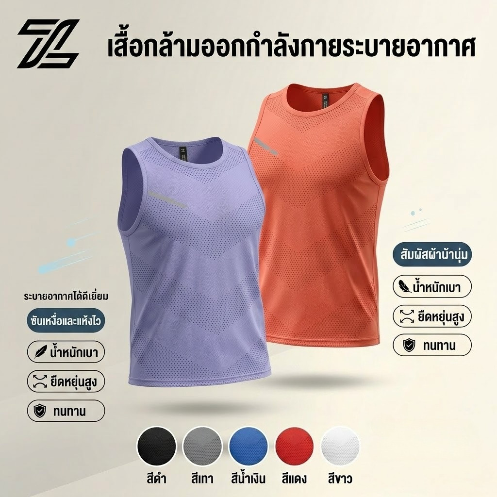 ZENOX [ซื้อ 1 เอา 1] ผ้าไหมน้ําแข็งแห้งเร็ว แซนโด สําหรับผู้ชายกีฬากลางแจ้งฟิตเนสระบายอากาศวิ่งเสื้อผ้าหลวมพอดีแขนกุดคอกลมที