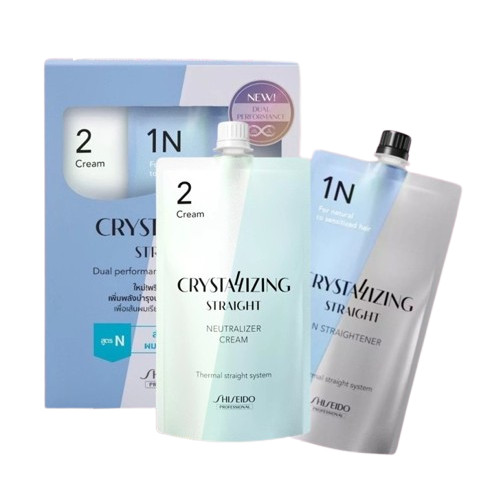 เซ็ทกล่อง Shiseido Crystallizing Straight สูตร N+Cream / N+Emulsion 400 ml ครีมยืดผมสำหรับผมเส้นเล็ก