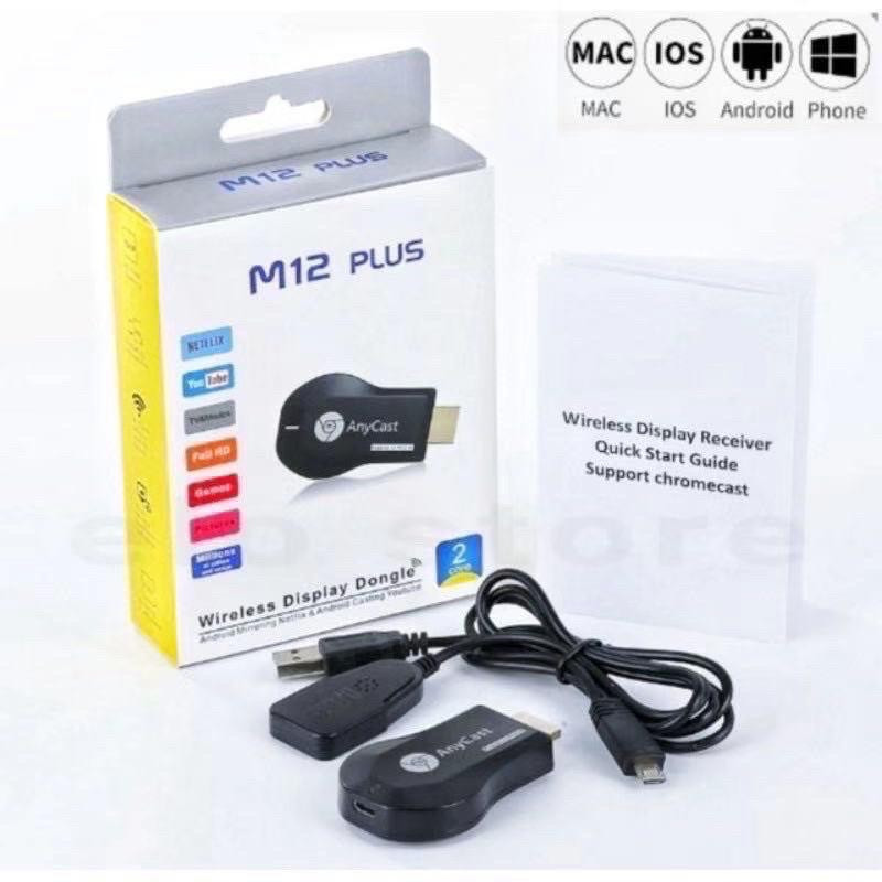 Anycast M12 Plus Dongle Netflix iFlix หน้าจอกระจกเช่น Chromecast Mirascreen จอแสดงผล Wifi ไร้สาย Pig