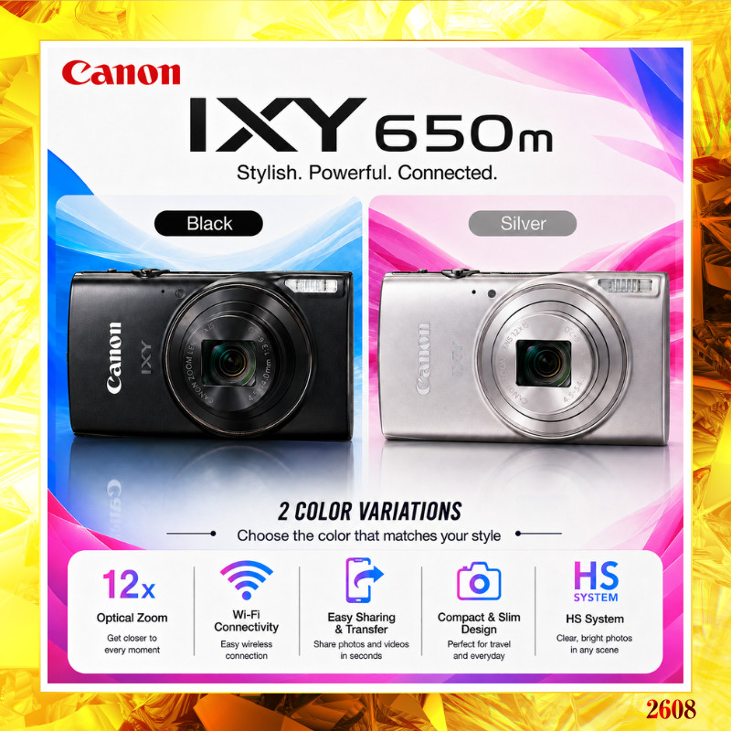 [Canon] IXY 650 m Compact Digital Camera 12x Optical Zoom Wi-Fi, Black / Silver