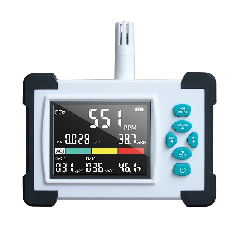 U0ET 7-in-1 CO2 เมตรเครื่องทดสอบคาร์บอนไดออกไซด์เครื่องตรวจจับ Air คุณภาพ Monitor TVOC,PM,HCHO,TEM,H