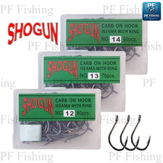 (ของแท้100%)ตัวเบ็ดตกปลา เบ็ดโชกุน SHOGUN No.2 - No.20 ตัวดำ มีรู หน้าบิด ตะขอเบ็ด เบ็ดกล่องสีเขียว ขอเบ็ดตกปลา ตาเบ็ด
