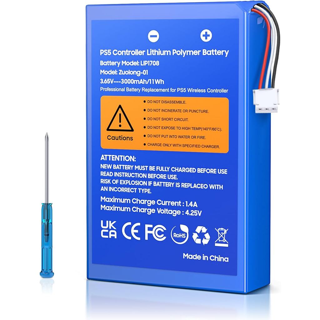 แบตเตอรี่คอนโทรลเลอร์ PS5 3000mAh, ชุดแบตเตอรี่ PS5 แบบชาร์จไฟได้, เปลี่ยนแบตเตอรี่ DualSense สําหรั