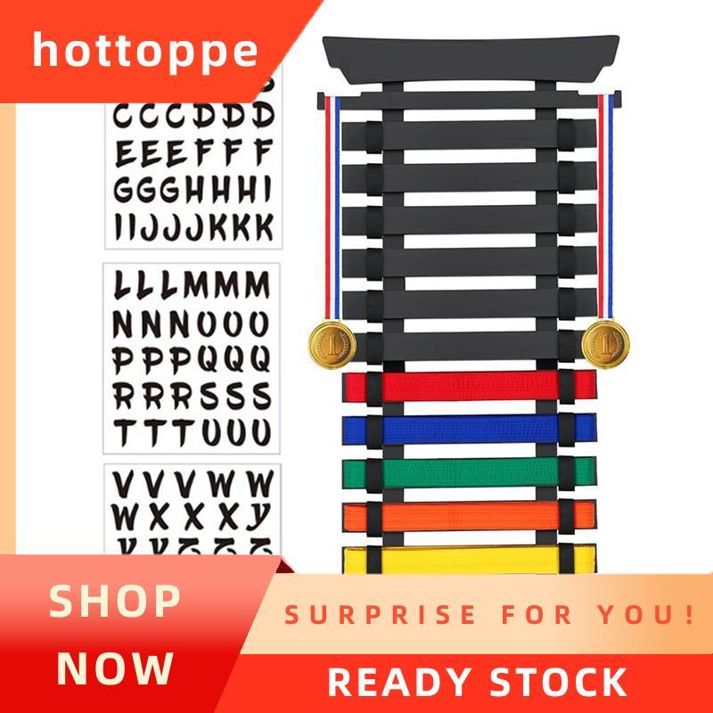 hottoppeMartial Arts Belt Display Rack Stand 12 Belts Karate, Bamboo Wood, Medal Hanger-Taekwondo, J