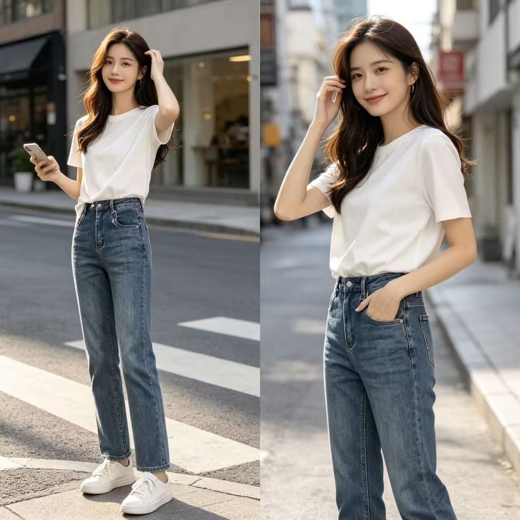 กางเกงยีนส์ผู้หญิง ขากระบอก ใส่แล้วดูสูงเพรียว