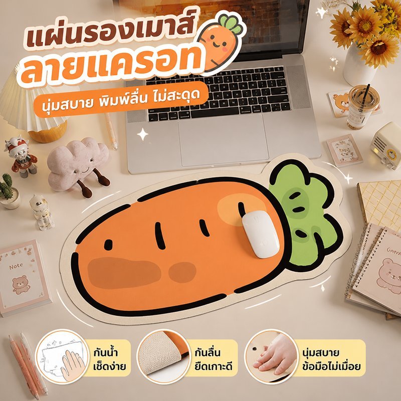 แผ่นรองเมาส์ การ์ตูนน่ารัก ขนาดใหญ่ กันน้ำ กันลื่น แผ่นรองคีย์บอร์ด พีวีซี ลื่นๆ ใช้โต๊ะทำงาน