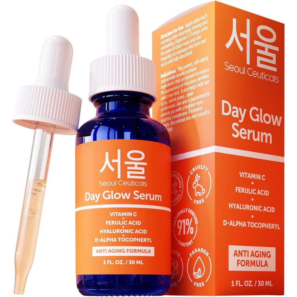 SeoulCeuticals Korean Skin Care 20% Vitamin C Hyaluronic Acid Serum + CE Ferulic Acid - Potent Anti 