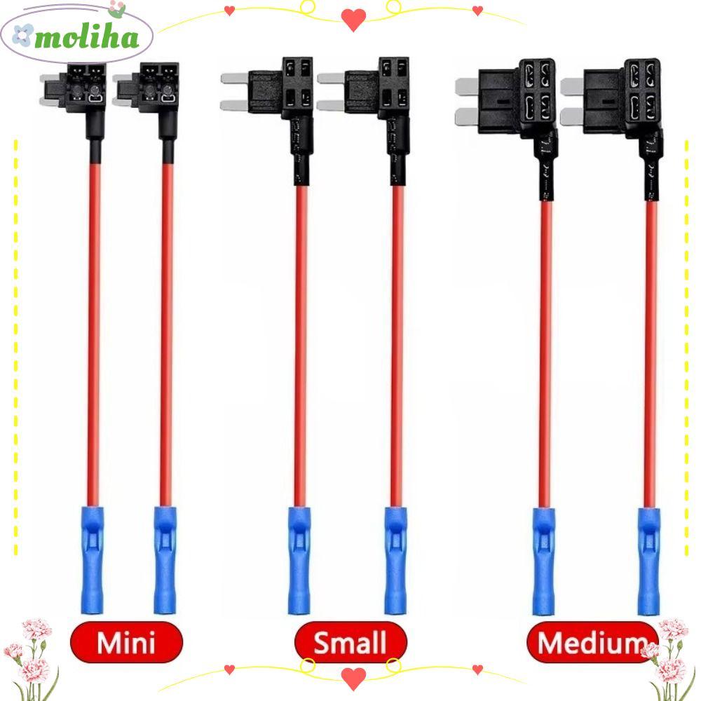 MOLIHA Car Fuse Holder Tap, Mini Standard Fuse Tap Adapter, ชิ้นส่วนดัดแปลงรถยนต์ 12V/24V Blade Fuse