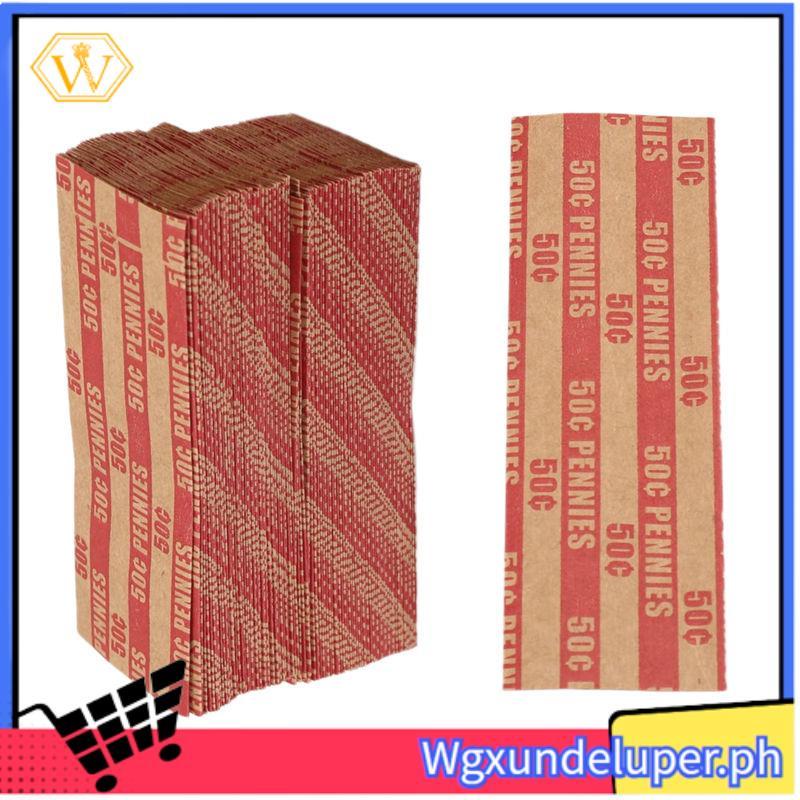 W100 ชิ้น Penny Coin Wrappers Penny Sleeves Flat Paper Penny Rolls Wrappers