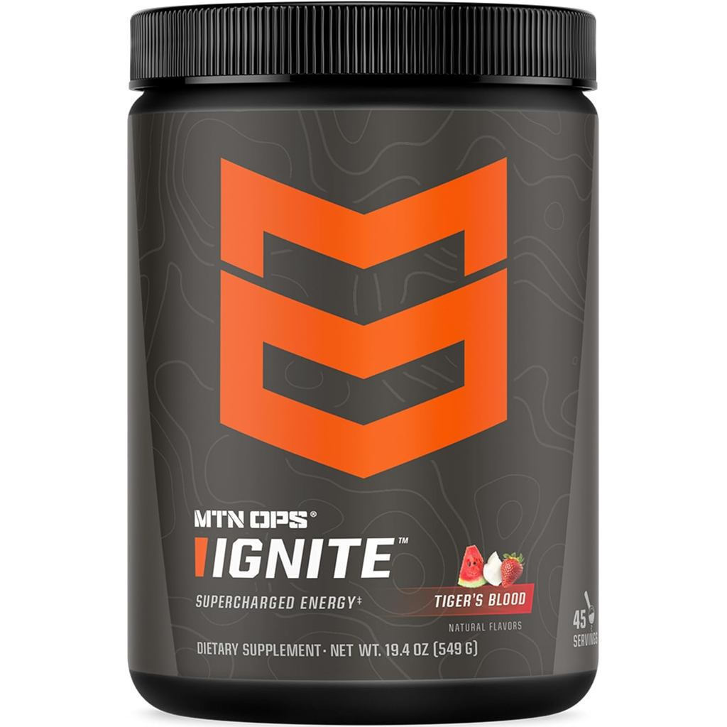 MTN OPS Ignite Energy Drink Powder, Gluten Free Nootroopic Drink Mix, L Argiine, L Citruronline, Caf
