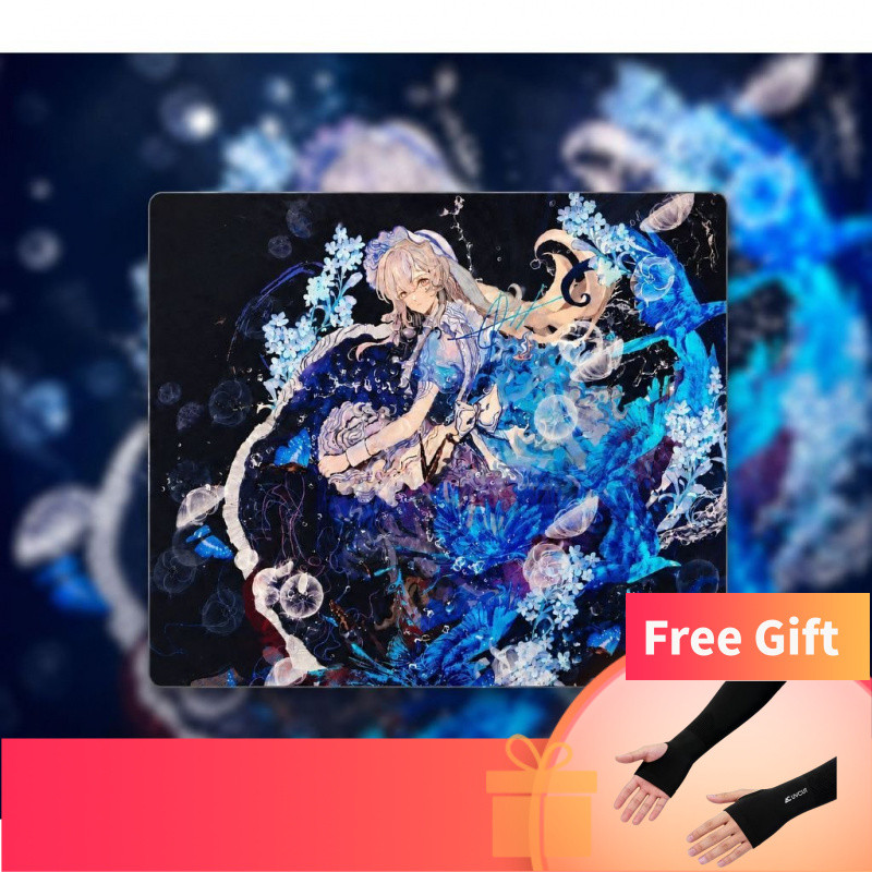 [ปรับแต่งได้] PANPAD [หัวใจสีฟ้าน้ํา] แผ่นรองเมาส์กระจกนิรภัยสําหรับเล่นเกมอนิเมะ FPS Game Dedicated