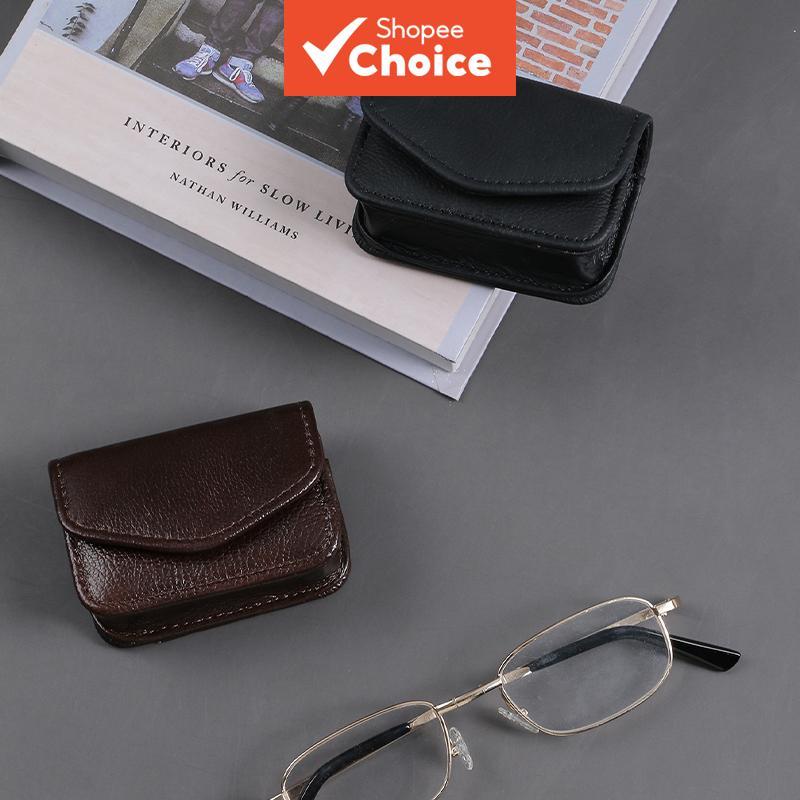 E88 Belt Loop Mini Pu Leather Magnetic Glasses Case for Folding Readers