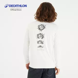 Decathlon Men’S UV Protection Long-Sleeved Surf T-Shirt Upf50+ เสื้อยืดใส่โต้คลื่นแขนยาว กันยูวี สำหรับผู้ชาย - White