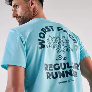 Decathlon Kiprun Run 500 Men'S Breathable Running T-Shirt เสื้อยืดผู้ชายใส่วิ่ง รุ่น Kiprun 500 Dry - Blue