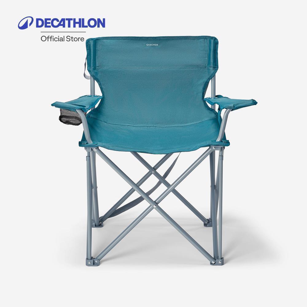 Decathlon Large Folding Camping Chair เก้าอี้สนามพับได้ขนาดใหญ่สำหรับการตั้งแคมป์รุ่น Basic Xxl - Blue