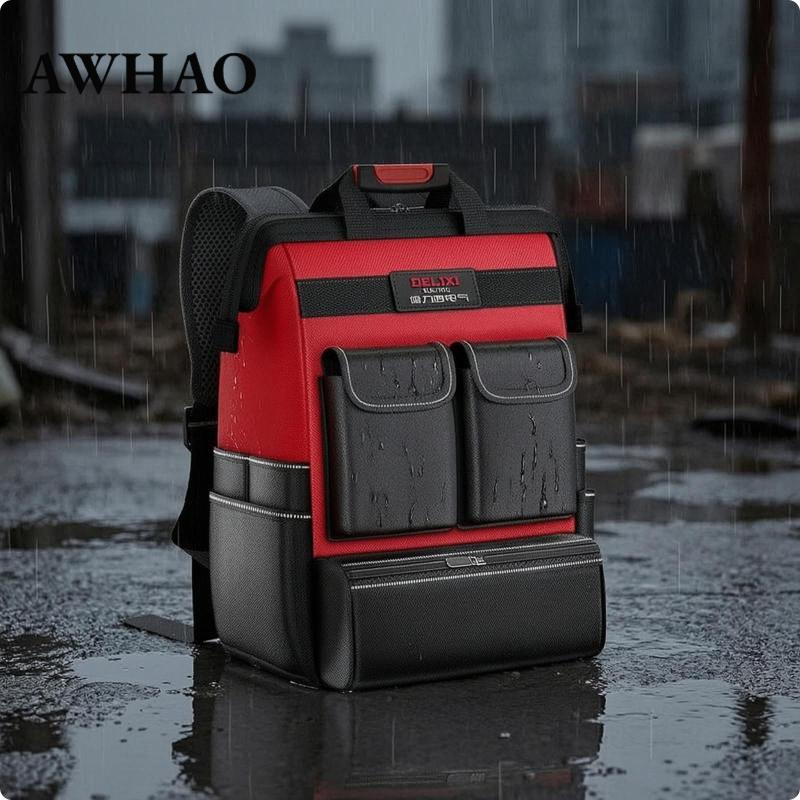 [AWHAO] Tool Backpack Heavy Duty Tool Bag Backpack Multi 17 Inch High Top