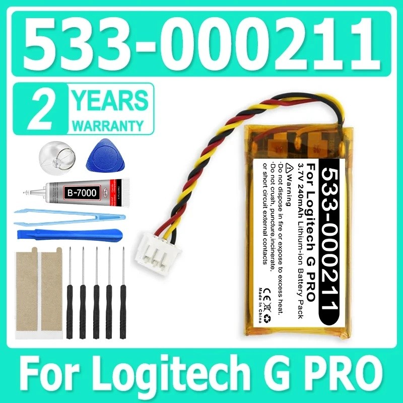 533-000211 521630 533-000071 แบตเตอรี่สําหรับ Logitech G PRO X 304 502 703h H600 ชุดหูฟังบลูทูธปลั๊ก