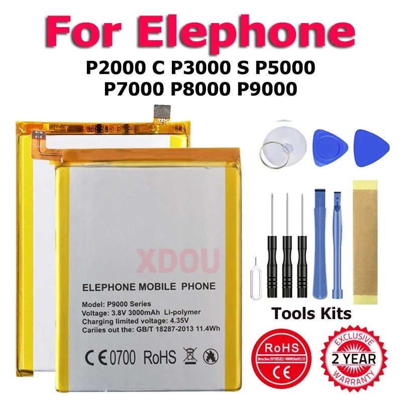 XDOU แบตเตอรี่คุณภาพสูงสําหรับ Elephone P2000 C P3000 S P5000 P7000 P8000 P9000 Lite แบตเตอรี่โทรศัพ