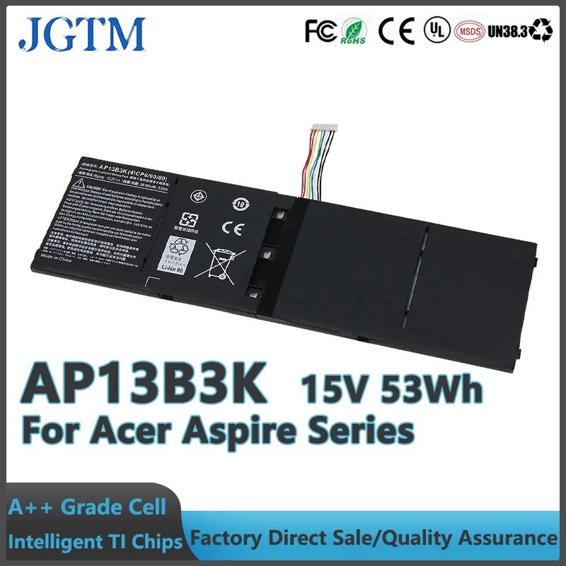 JGTM AP13B3K 15V 53Wh แบตเตอรี่แล็ปท็อปแบตเตอรี่ลิเธียมไอออนสําหรับ Acer Aspire R7-571 R7-572 M5-583