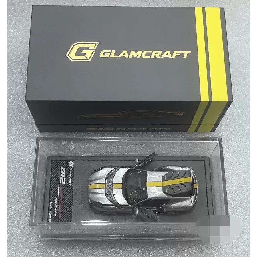 [กําพร้าสต็อกพร้อม] น่ามอง CRAFT 1: 64 Ferrari 812 Competizione Silver Grey Alloy Material, ใหม่เอี่