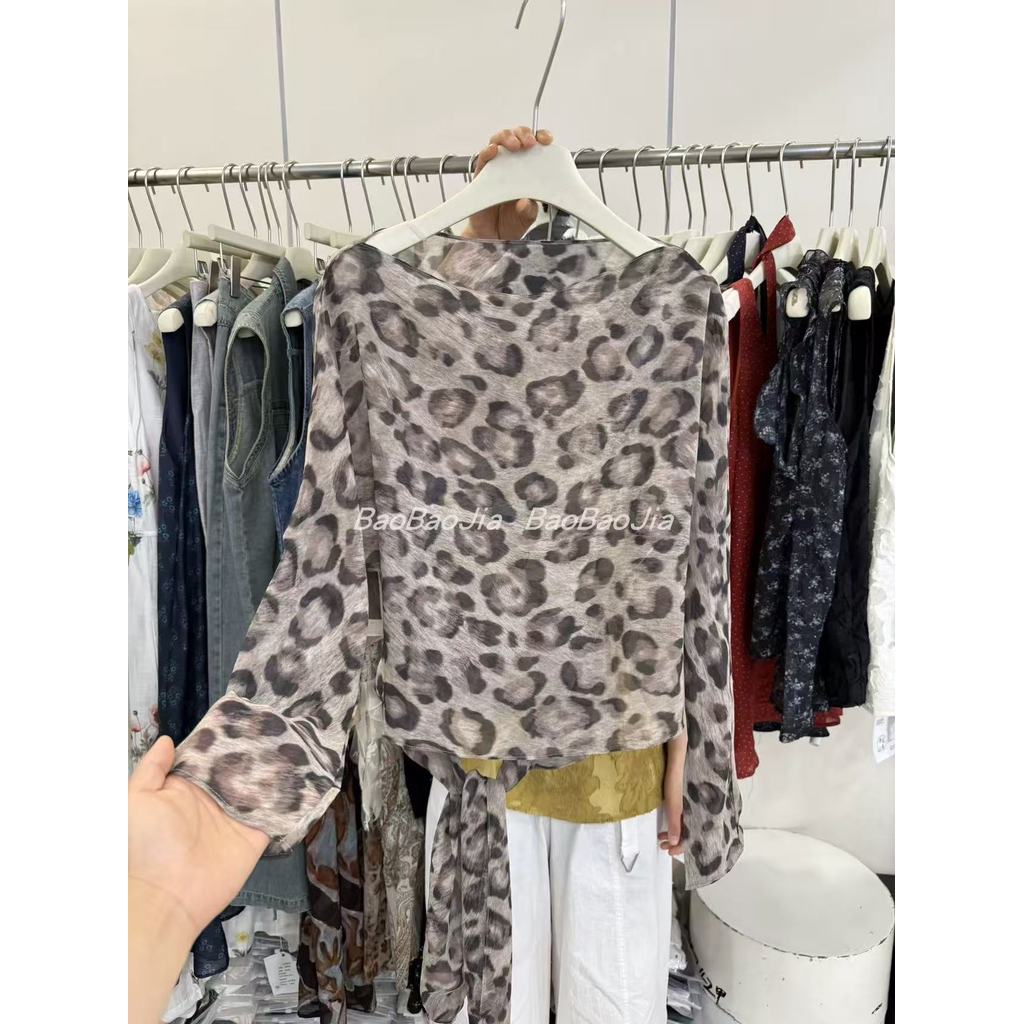 Shop Women s Tailstock Cut Label Fashion One character Collar Strap Leopard Print Stylish All match 