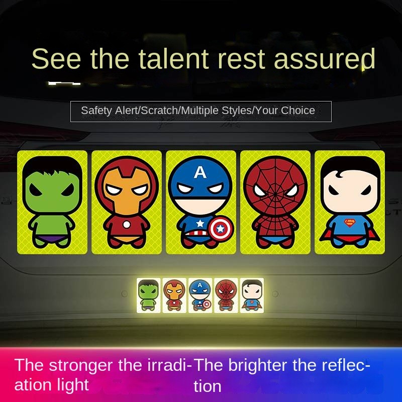 Marvel Bumper Stickers Reflective Sticker Iron Man Automobile Sticker Bumper Paper Spider-Man Electr