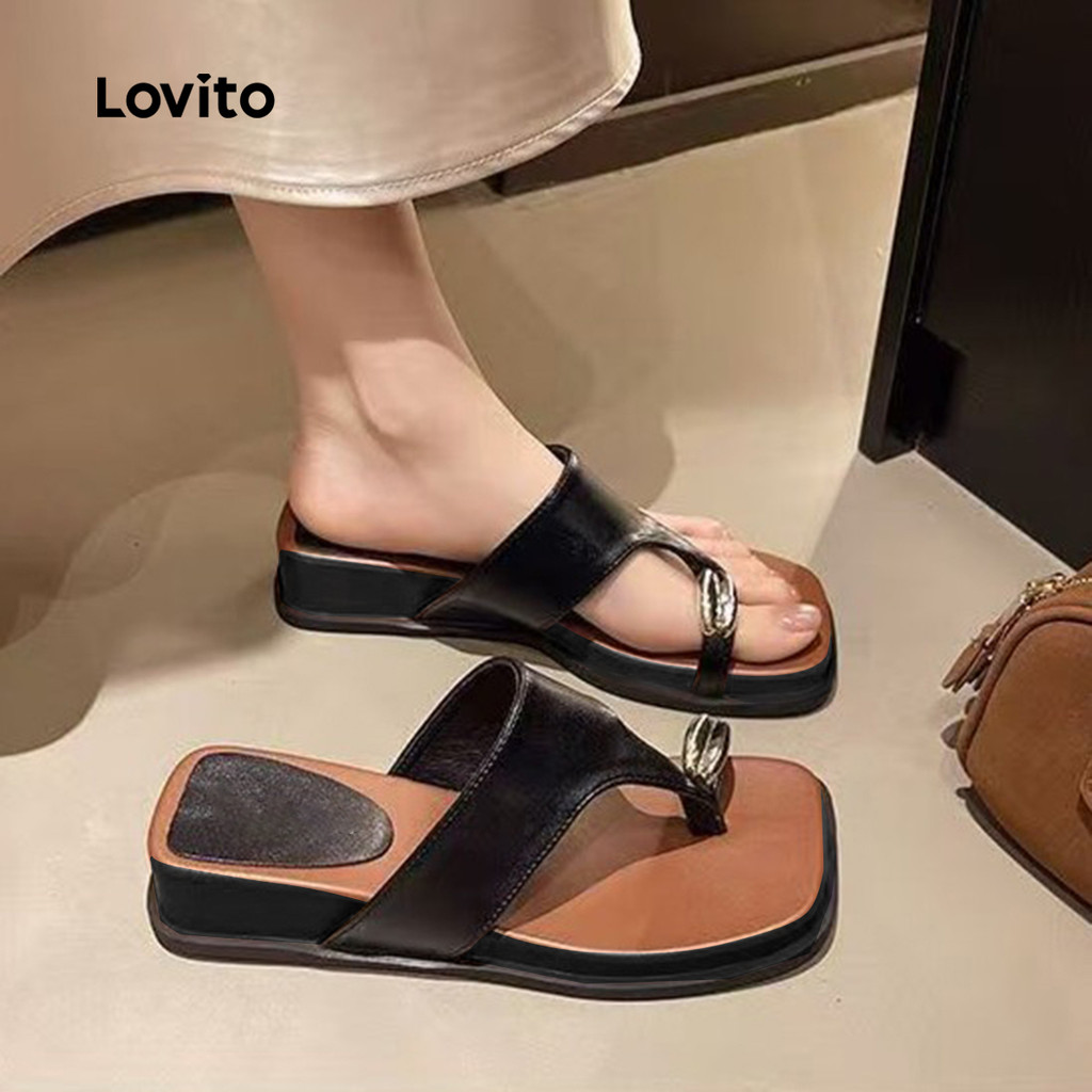 Lovito صندل مسطّح بألوان متباينة — أبيض — صورة 5