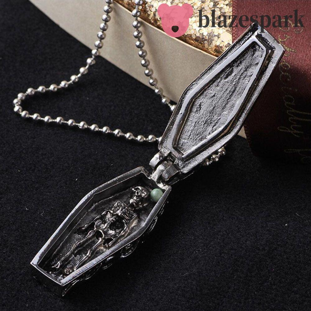 BLAZESPARK Chain Gothic Men Steampunk Coffin Human Skeleton Cross
