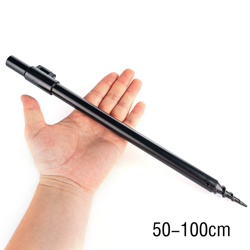Telescopic Fishing Bank Stick อลูมิเนียม Rod Rest Ground สนับสนุนขาตั้งเกลียว Spike Quick Release ล็อคสีดํา — صورة 3