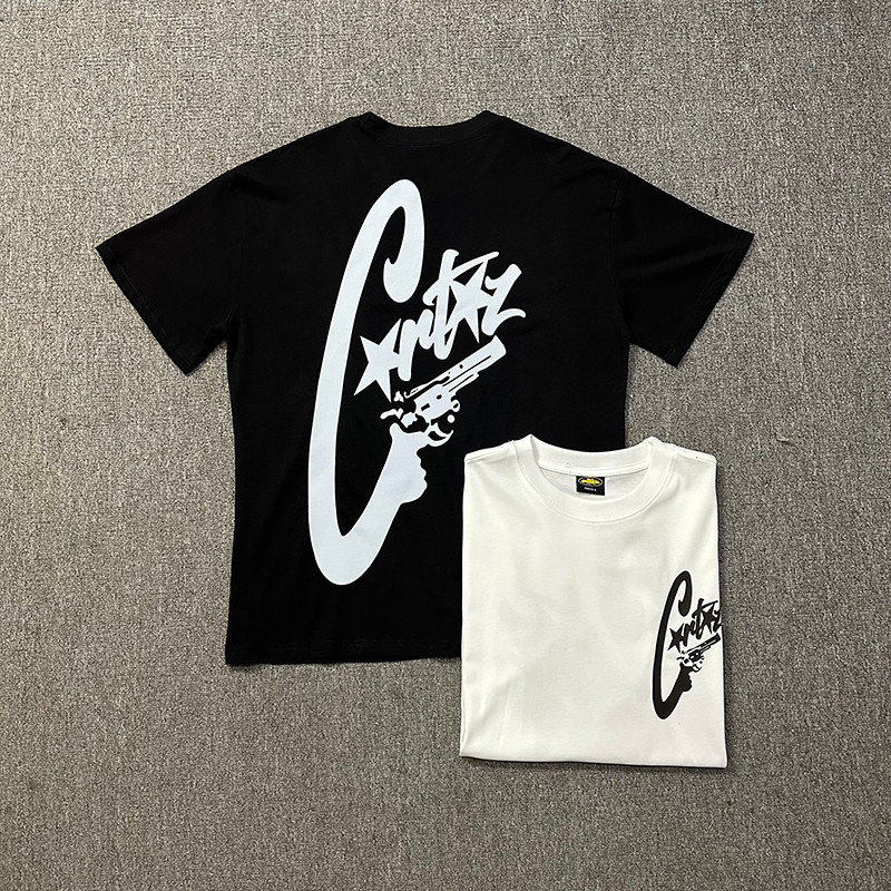 VLONE FOG VLONE FOG Corteiz American High Street พิมพ์เสื้อยืดแขนสั้นผู้ชายสบายๆหลวมครึ่งแขน tee
