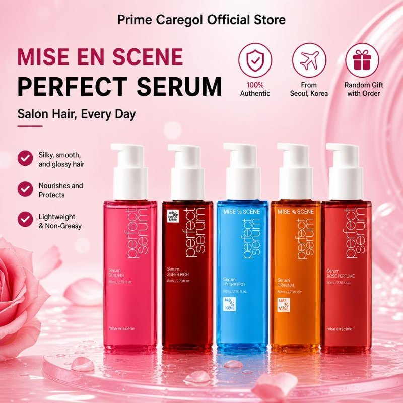 Mise En Scene Rose Hair Oil Serum with Hyaluronic Acid Anti-Frizz Heat Protection Korean Skincare ส่
