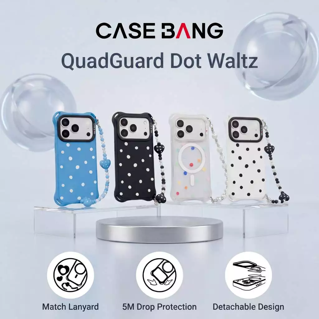 CASEBANG QuadGuard Dot Waltz Series เคสแม่เหล็ก ImagiSnap เข้ากันได้กับ iPhone 17 Pro Max/17 Pro/17/16 Pro Max/16 Pro & Samsung S25U/S26U, เปลี่ยนกลับ, Military Drop Protect