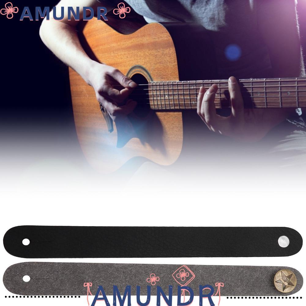 AMUNDR 6PCS กีตาร์สายคล้องคอ Tie,สีดําหนังวัสดุกีตาร์สายคล้อง,ทนทาน Headstock สายคล้องสําหรับกีตาร์