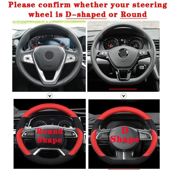 ฝาครอบพวงมาลัยรถยนต์ Hyundai (ทรงกลมสีดํา) หนังเหมาะสําหรับ Hyundai i Sonata IX35 i20 i30 azera Elan