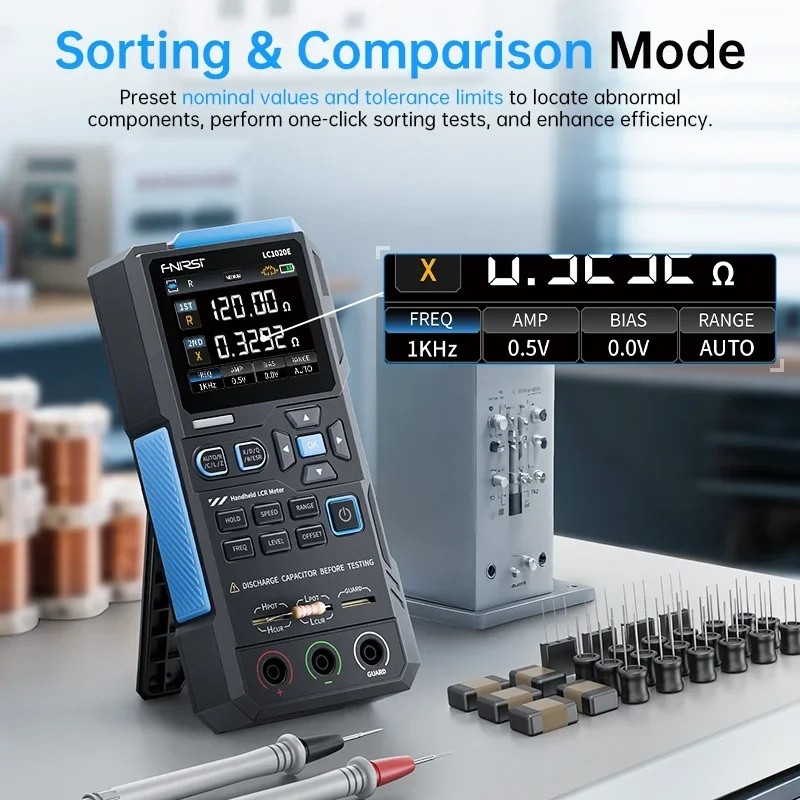 WQ9A ขายร้อนเดิมFNIRSI LC1020E มือถือสะพานดิจิตอล LCR Meter, การวัด Auto L/C/R, 2.8 "หน้าจอสีเครื่อง