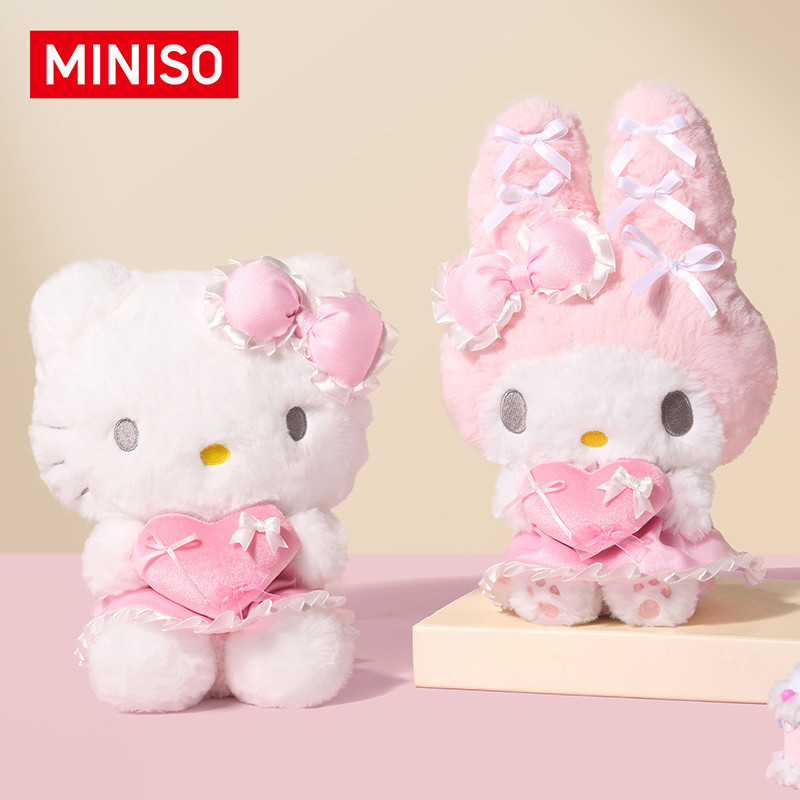 ใหม่ MINISO MINISO MINISO Sanrio HelloKitty Melody Love Seated หมอนตุ๊กตาตุ๊กตาของขวัญ20260816