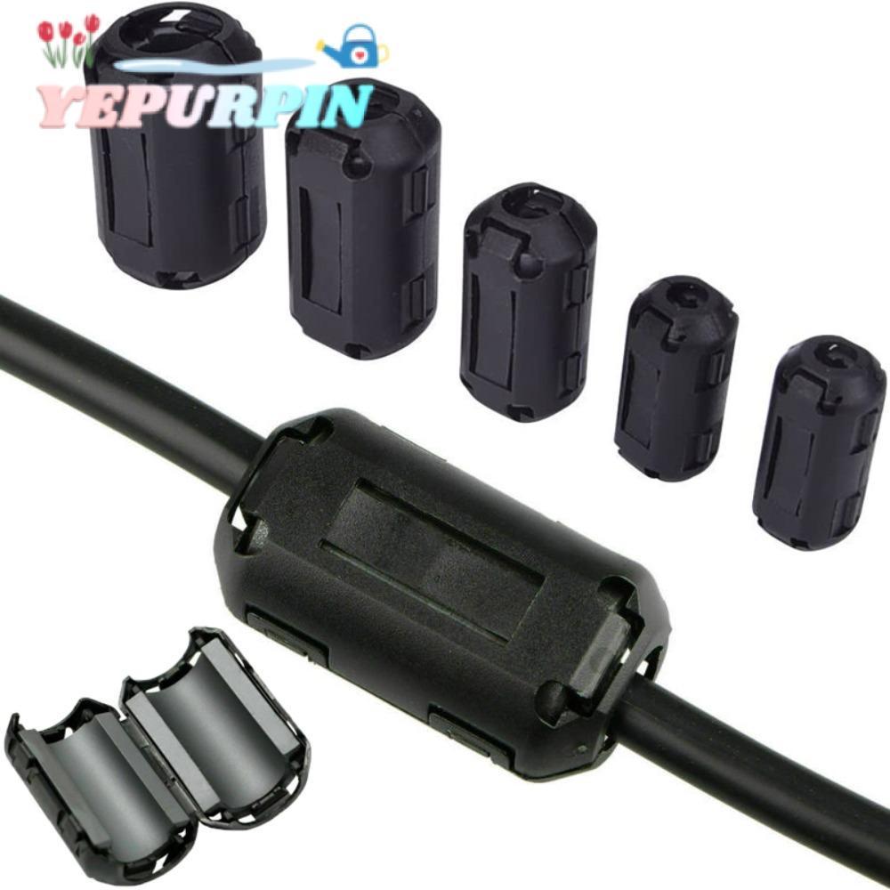 YEPURPURPIN แหวน Core Ferrite ลูกปัด Clamp, สีดําป้องกันการรบกวน Choke Coil EMI RFI Noise, Snap ประเ